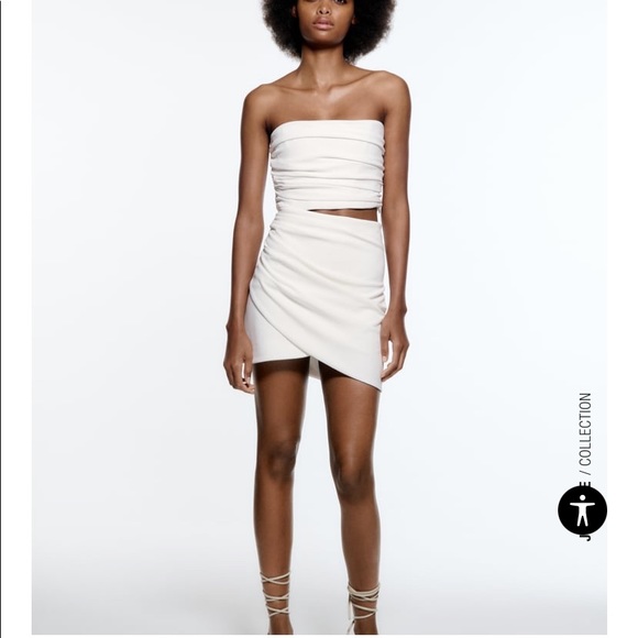 Zara Moss GREEN with ruching + asymmetric mini SKIRT - Picture 11 of 12